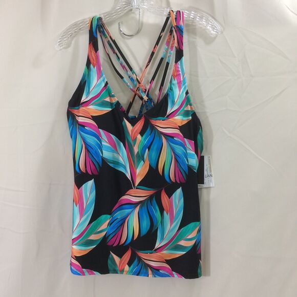 NEW 24th & Ocean Tankini Top Size 16 NWT Underwire Crisscross Back Multicolor - Picture 3 of 7
